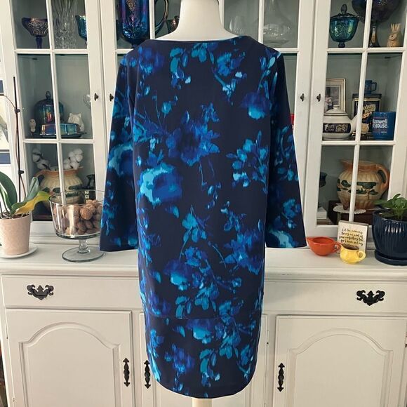 NWT Navy Floral Shift Dress | L | Daisy Fuentes - Picture 3 of 6